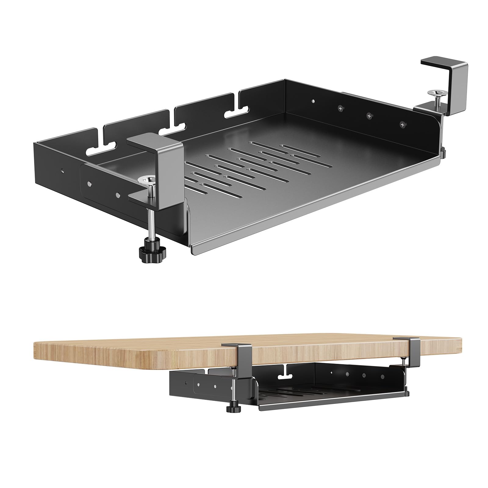 Cable Tray Under Desk - No Drill Under Desk Laptop Mount,