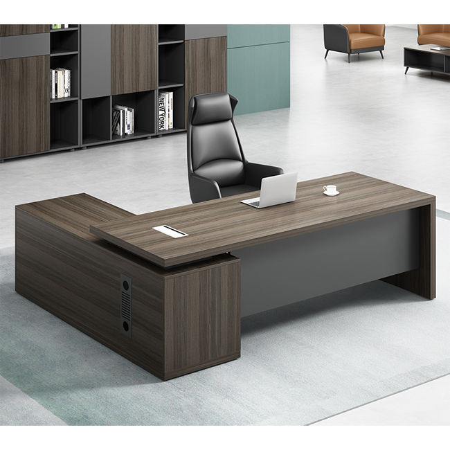 Office Furniture Rental - Luxury Modern L-Shaped Executive Office Desk