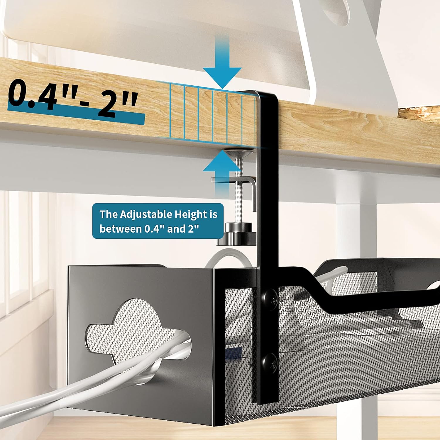 No Drill Under Desk Cable Mana - Cable Tray Under Desk review and price