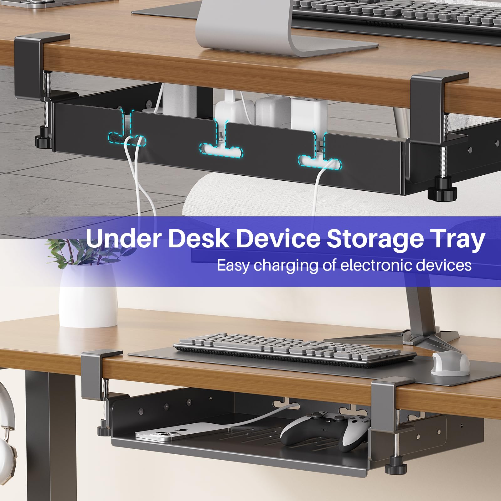 No Drill Under Desk Laptop Mou - Cable Tray Under Desk review and price