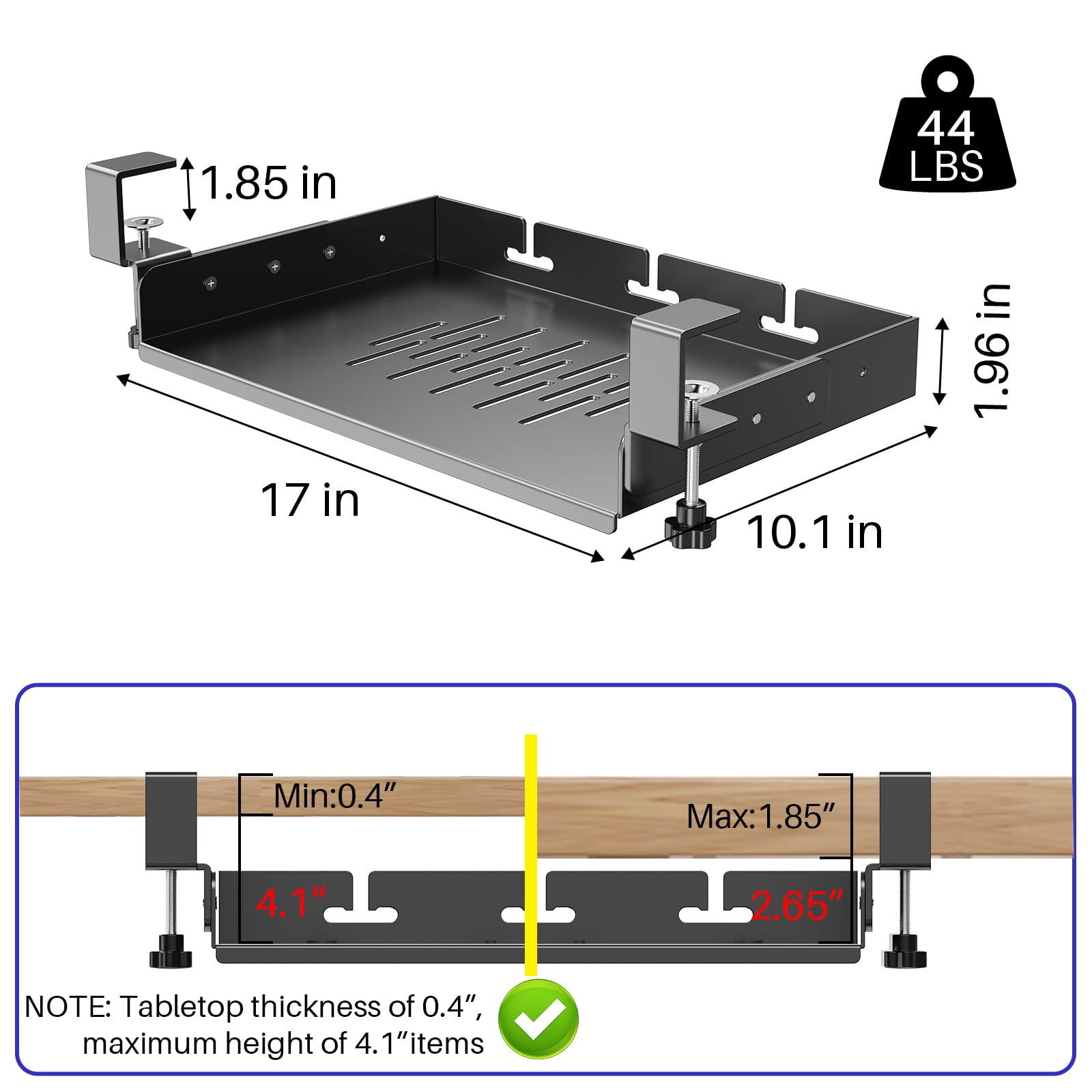 No Drill Under Desk Laptop Mou - Cable Tray Under Desk review and price