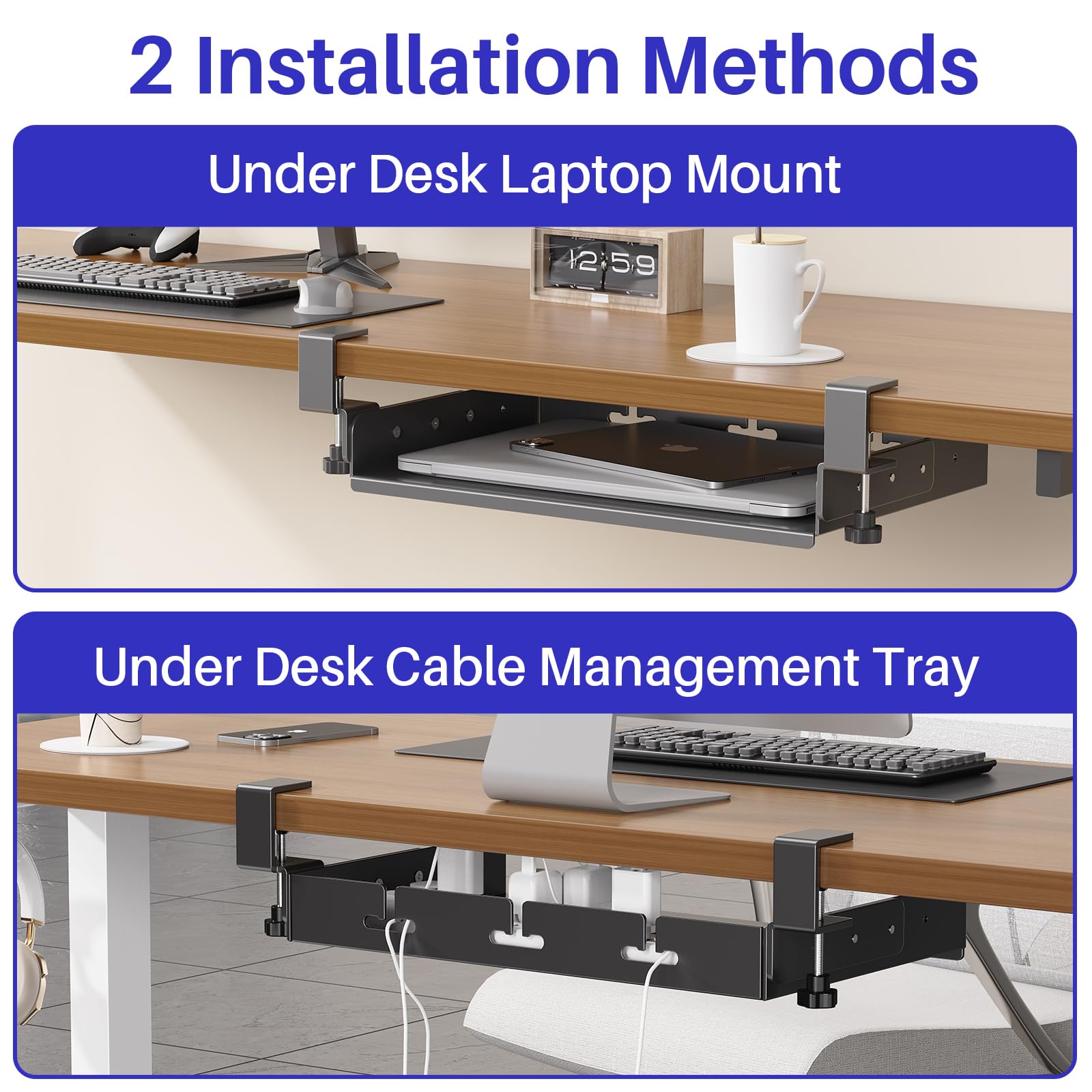 No Drill Under Desk Laptop Mou - Cable Tray Under Desk review and price