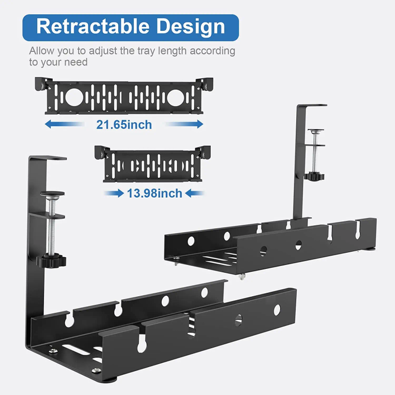 No Drilling Extendable Under D - Cable Tray Under Desk review and price